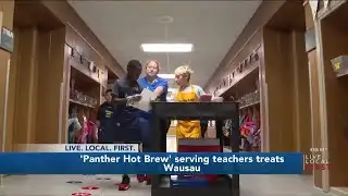 Elementary students in #Wausau serving coffees, smoothies to teachers