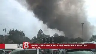 Employees were stacking cars when Milford junk yard fire started