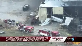 Explosion and fire at soybean processing facility in Marengo, Iowa