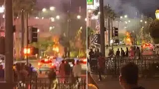 Explosion on Las Vegas Strip: Palm Tree Ignites After Car Fleeing Scene!