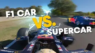 F1 Car vs Supercar at Mount Panorama circuit in Bathurst 🇦🇺