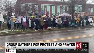Faith groups hold protest and prayer at Williston Homeland Security facility