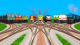 FAST RUNNING INDIAN RAILWAYS / CROSSING BY BUMPY BRANCHED / Railroad tracks ll train sim  Wap-4 