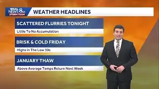 Few Flurries Tonight; Chilly Weekend Before January Thaw