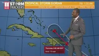 Few isolated showers today, tracking Tropical Storm Dorian
