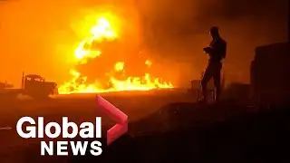 Fiery aftermath following pipeline explosion in Nigeria