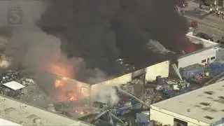 Fire crews battle massive blaze at metal shop (unedited)
