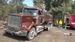 Fire crews receiving assistance from independent contractor at First Thunder fire