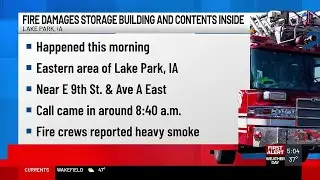 Fire damages storage building and its contents in Dickinson County, IA