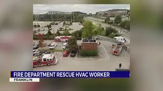 Fire department rescue HVAC worker
