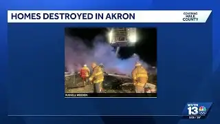 Fire in Akron destroys two homes, damages three others