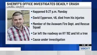 Firefighter killed in single-vehicle crash on KY 192
