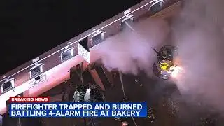 Firefighter trapped, burned battling 4-alarm fire at Brooklyn bakery
