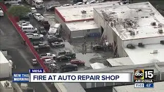 Firefighters battle fire at Mesa auto repair shop