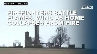 Firefighters battle flames, wind as Lackawanna County home collapses in early hours