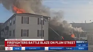 Firefighters battle massive blaze in Marshall