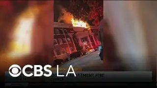 Firefighters battle Pico-Union apartment complex rooftop fire