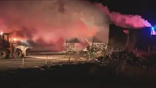 Firefighters battle semi fire on I-80 near Adair