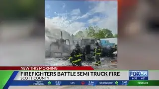 Firefighters battle semi-truck fire