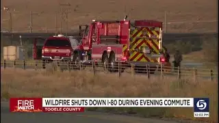 Firefighters battle shifting winds as wildfire shuts down I-80 for hours