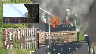 Five-alarm fire torches century old abandoned school in Trenton