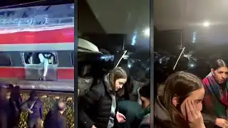 Footage inside Spanish train as passengers evacuate from crash