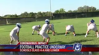 Football practice underway