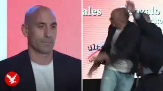 Former Spanish football president Luis Rubiales pelted with eggs at book launch