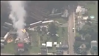 Freight train derailment causes massive explosion