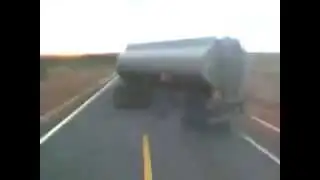 Fuel Tanker Drifting Down a Highway