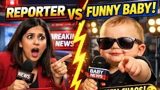 Funny interview between Reporter lady vs Cute Baby 😂👻 New Funny interview #funny #comedy 