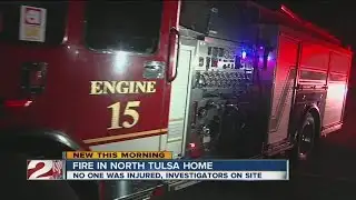 Garage destroyed after fire at north Tulsa home