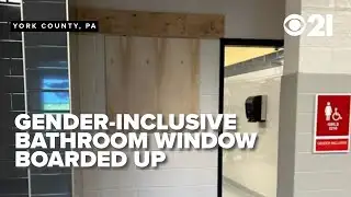 Gender-inclusive bathroom window at middle school boarded up; school board members react