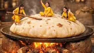 Giant Roti Making 🍞 | Tiny Girls Cook Huge Wheat Roti 🔥 | Punjabi Tiny World Cooking | 3D Cartoon