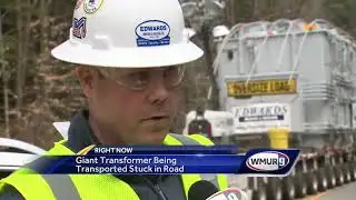Giant transformer gets stuck during transport