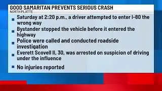 Good Samaritan prevents wrong-way driver from entering Interstate 80