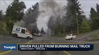 Good Samaritan pulls injured mailman from burning truck