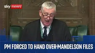 Govt amendment on Mandelson files release passes | Sky News coverage and analysis