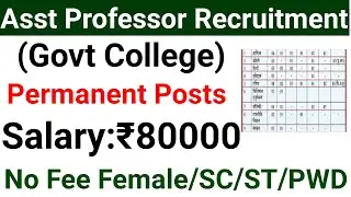 GOVT COLLEGE PERMANENT ASST PROFESSOR VACANCY 2026