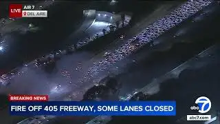 Grass fire shuts down several lanes on 405 Freeway near Hawthorne