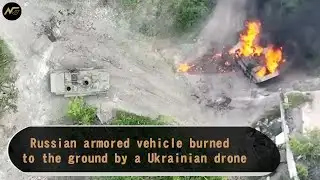 Grenade from Ukrainian Drone Destroyed Russian armored vehicle in large explosion