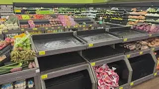 Grocery shelves left empty as winter storm closes in
