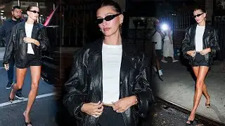 Hailey Bieber flaunts her toned legs in tiny black mesh dinner at Tuscan restaurant