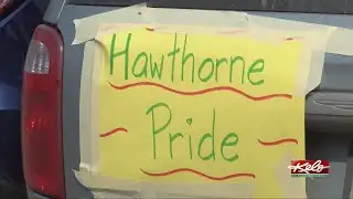 Hawthorne Elementary staff parades for students