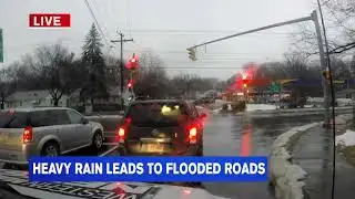 Heavy rain, melting snow causing flooding on area roadways