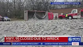 Highway 95 in Loudon County shut down after dump truck overturns