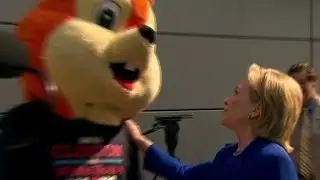 Hillary Clinton meets protesting "squirrel"