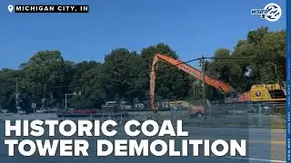 Historic coaling tower demolition in northern Indiana