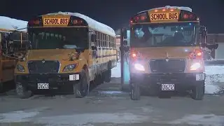 How early do Ohio school buses get ready to hit the road in the cold?