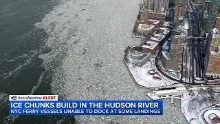 Hudson River is frozen (mostly)